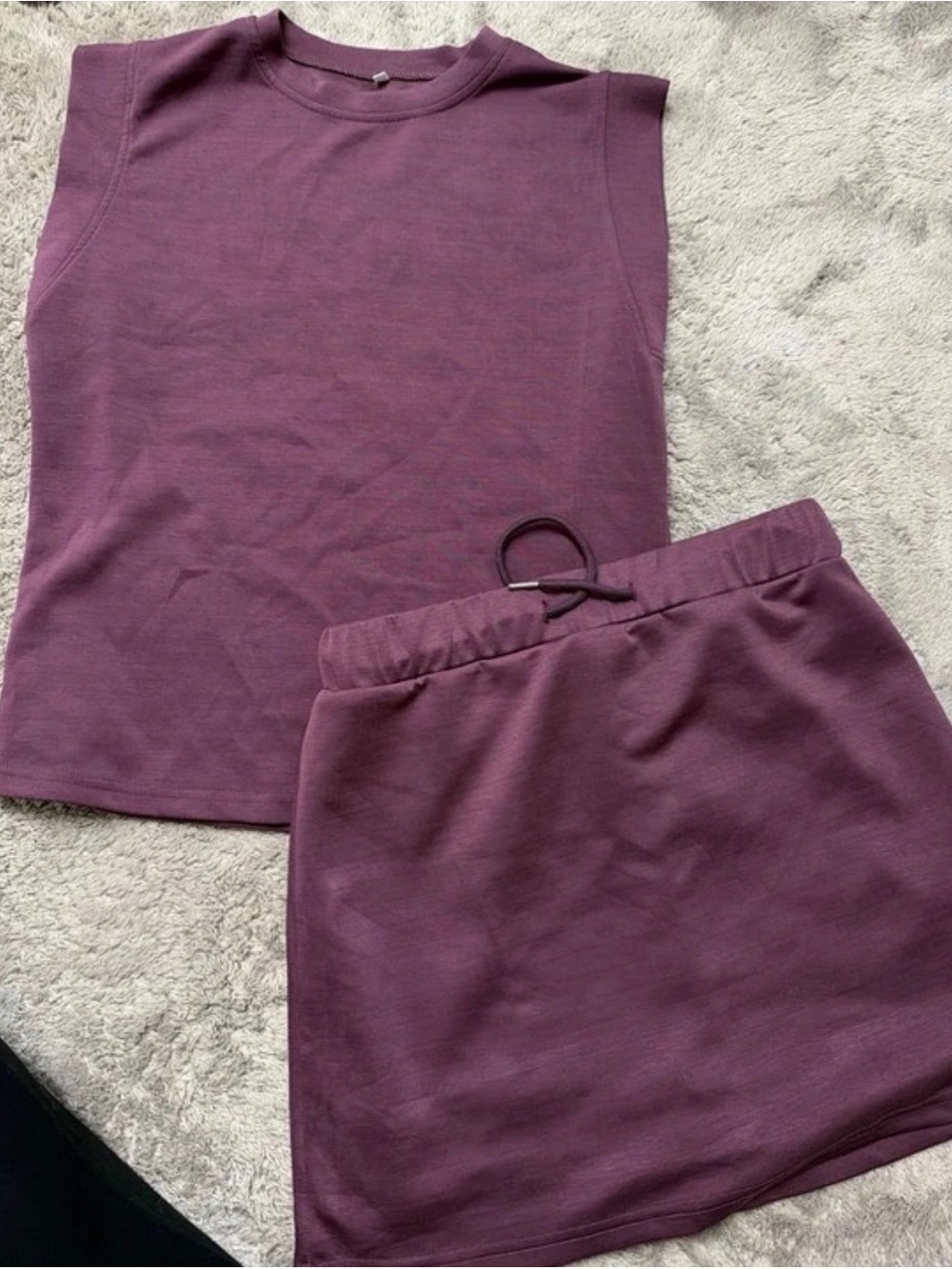 Womens Plum Knit Drawstring Set - Casual Everyday